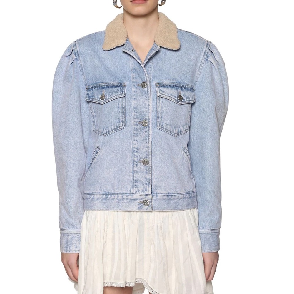 Isabel Marant Nolinea Jean Jacket with Faux Shearling